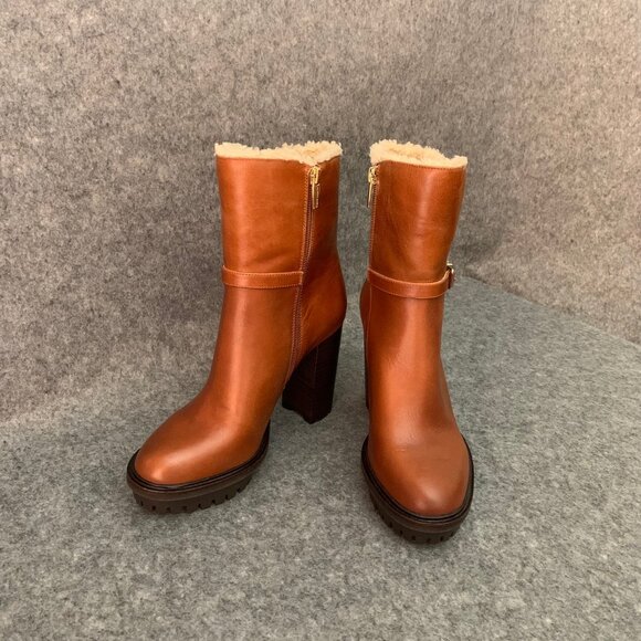 Vince Camuto NWT Women’s Egretala Shearling Leather Side Zip Heel Ankle Boots - Picture 2 of 9